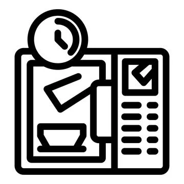 Microwave oven working with timer and buttons for cooking food Stock Illustration
