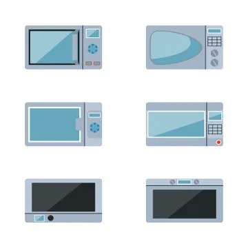Microwave ovens set on a white background Stock Illustration