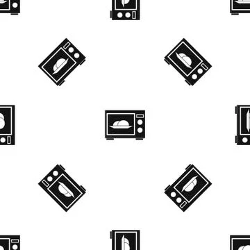Microwave pattern seamless black Stock Illustration