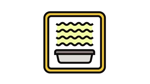 Microwave safe label product caution color icon animation Stock Footage 326111421