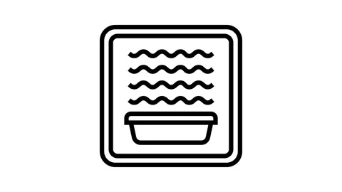 Microwave safe label product caution line icon animation Stock Footage 326128182