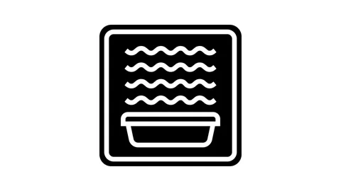 Microwave safe label product caution glyph icon animation Stock Footage 326148478