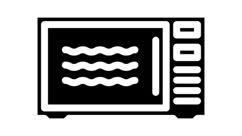 Microwave safe label product caution glyph icon animation Stock Footage 326739354