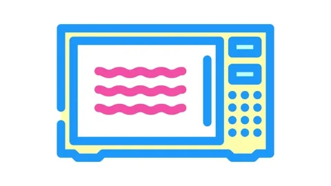 Microwave safe label product caution color icon animation Stock Footage 327262507