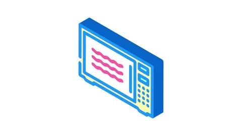 Microwave safe label product caution isometric icon animation Stock Footage 327284012