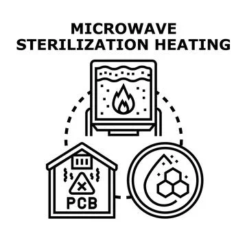 Microwave sterilization heating for hazardous waste treatment Stock Illustration