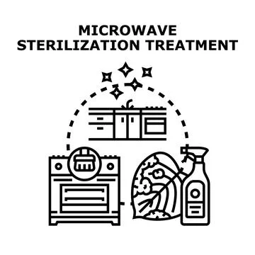 Microwave sterilization treatment process for household hygiene Stock Illustration