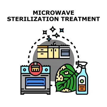 Microwave sterilization treatment process for household hygiene Stock Illustration