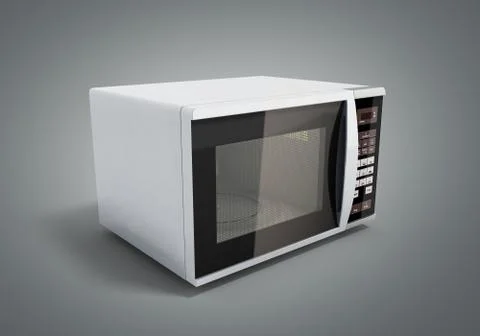 Microwave stove on grey background 3d illustration Stock Illustration