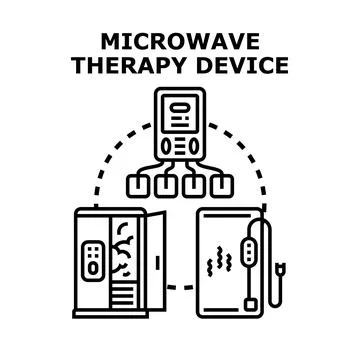 Microwave therapy device working process concept illustration Stock Illustration