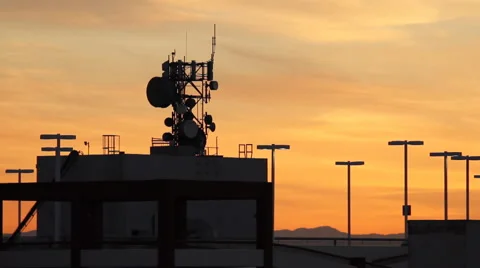 Microwave tower sunset 2641 Stock Footage 1101208