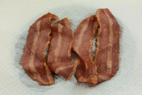 Microwaved turkey bacon Foto stock
