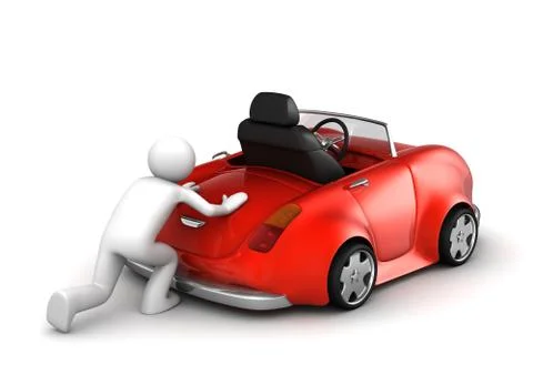Microworld collection - pushing failed car Stock Illustration