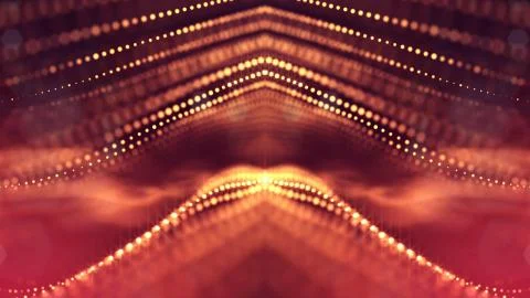 Microworld or sci-fi theme. 3d rendering background of glowing particles that Illustrazione stock