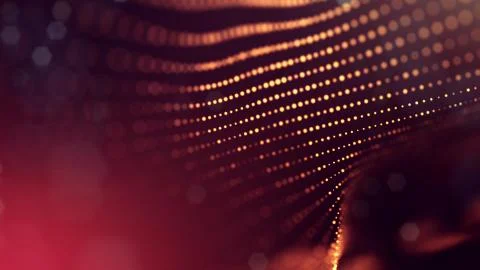 Microworld or sci-fi theme. 3d rendering background of glowing particles that Stock Illustration