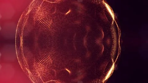 Microworld or sci-fi theme. 3d rendering background of glowing particles that Stock Illustration