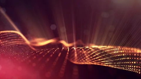 Microworld or sci-fi theme. 3d rendering background of glowing particles that Illustrazione stock