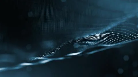 Microworld or sci-fi theme. 3d rendering background of glowing particles that 库存插图