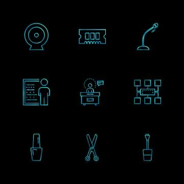 Micrphone , chip , target , network , technology , icons , electronics , eps  Illustrazione stock