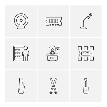 Micrphone , chip , target , network , technology , icons , electronics , eps  Stock Illustration