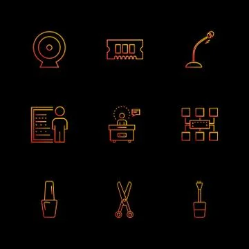 Micrphone , chip , target , network , technology , icons , electronics , eps  Illustrazione stock