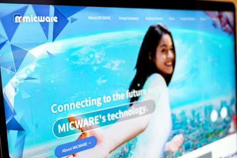 Micware company website showing technology.. Stock-Fotos