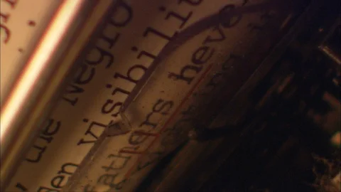 Mid 20th Century typewriter in close up, click-clacking away on keys Video stock 91035118