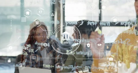 Mid adult woman annotating code notes on transparent panel for banking review, Stock Footage 316133667