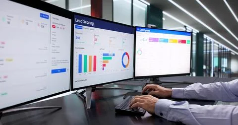 Mid-Age Caucasian Male Using CRM Software To Streamline Sales Process Stock Photos