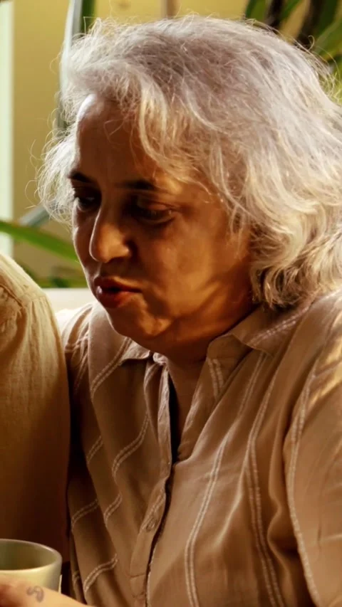 Mid age Indian couple spending peaceful time together at home Stock-Footage 343360918