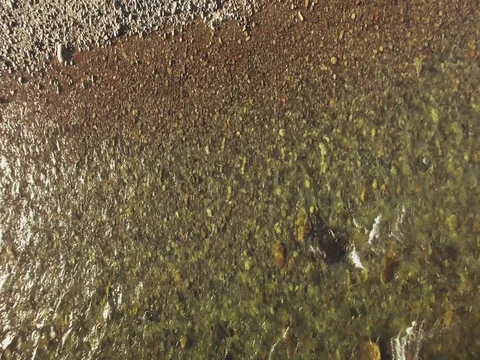 Mid air flight over fresh and clean mountain river at sunny summer morning Stock Footage