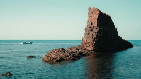 Mid angle view of natural landmark The stone ships near Sinemorets, Bulgaria. Stock Footage 158372844