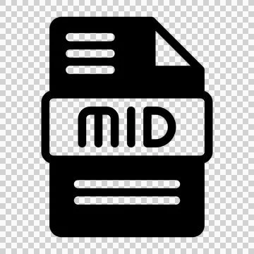 Mid Audio File Format Icon. Flat Style Design, File Type icons symbol.  Illustrazione stock