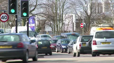 Mid of busy car junction timelapse Stock Footage 10792683