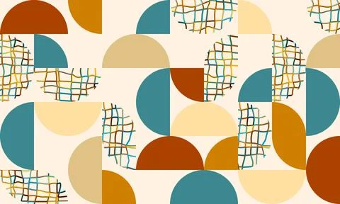 Mid-Century Abstract Vector Pattern Design. Seamless illustration 스톡 일러스트