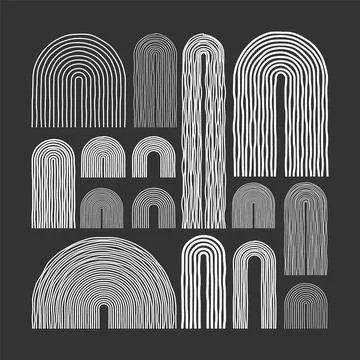 Mid century arch elements, modern geometric shapes. Contemporary design Stock Illustration