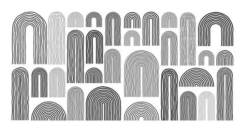 Mid century arch elements, modern geometric shapes. Contemporary design Stock Illustration