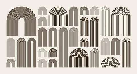 Mid century arch elements, modern geometric shapes. Contemporary design Stock Illustration