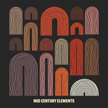 Mid century arch elements, modern geometric shapes. Contemporary design Stock Illustration