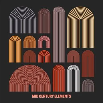Mid century arch elements, modern geometric shapes. Contemporary design Stock Illustration