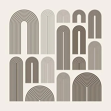 Mid century arch elements, modern geometric shapes. Contemporary design Stock Illustration