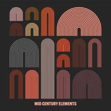 Mid century arch elements, modern geometric shapes. Contemporary design Stock Illustration
