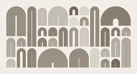 Mid century arch elements, modern geometric shapes. Contemporary design Stock Illustration