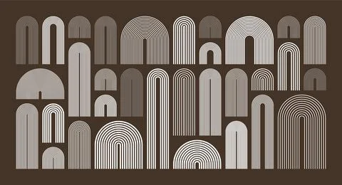 Mid century arch elements, modern geometric shapes. Contemporary design Stock Illustration