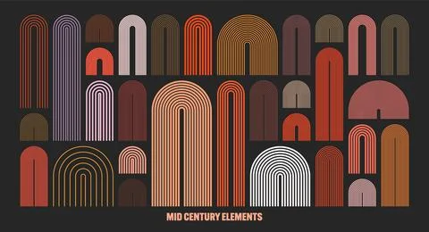 Mid century arch elements, modern geometric shapes. Contemporary design 스톡 일러스트