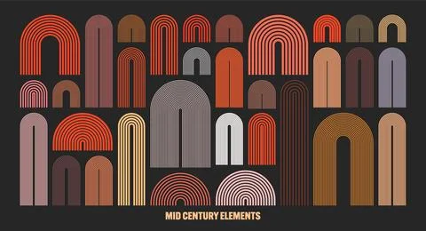 Mid century arch elements, modern geometric shapes. Contemporary design Stock Illustration