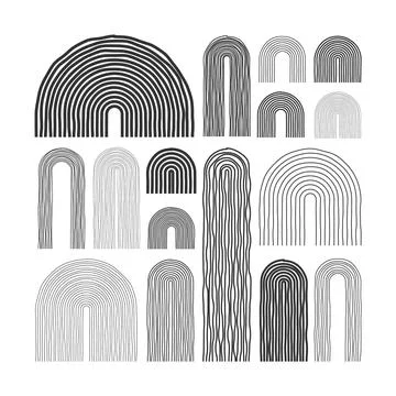 Mid century arch elements, modern geometric shapes. Contemporary design Stock Illustration