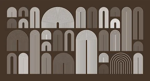 Mid century arch elements, modern geometric shapes. Contemporary design Stock Illustration