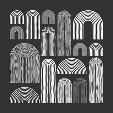 Mid century arch elements, modern geometric shapes. Contemporary design Stock Illustration