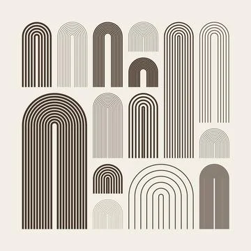 Mid century arch elements, modern geometric shapes. Contemporary design Stock Illustration